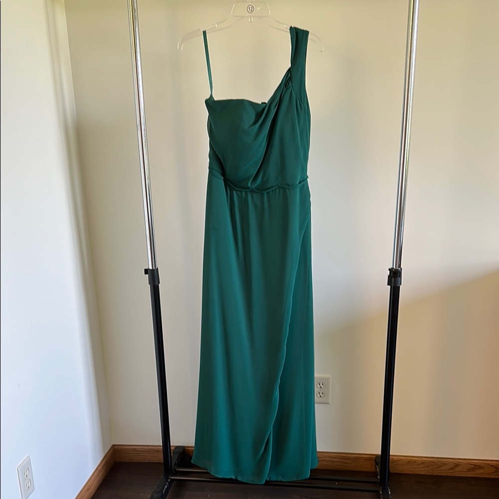 Mori Lee Emerald One Shoulder Gown
